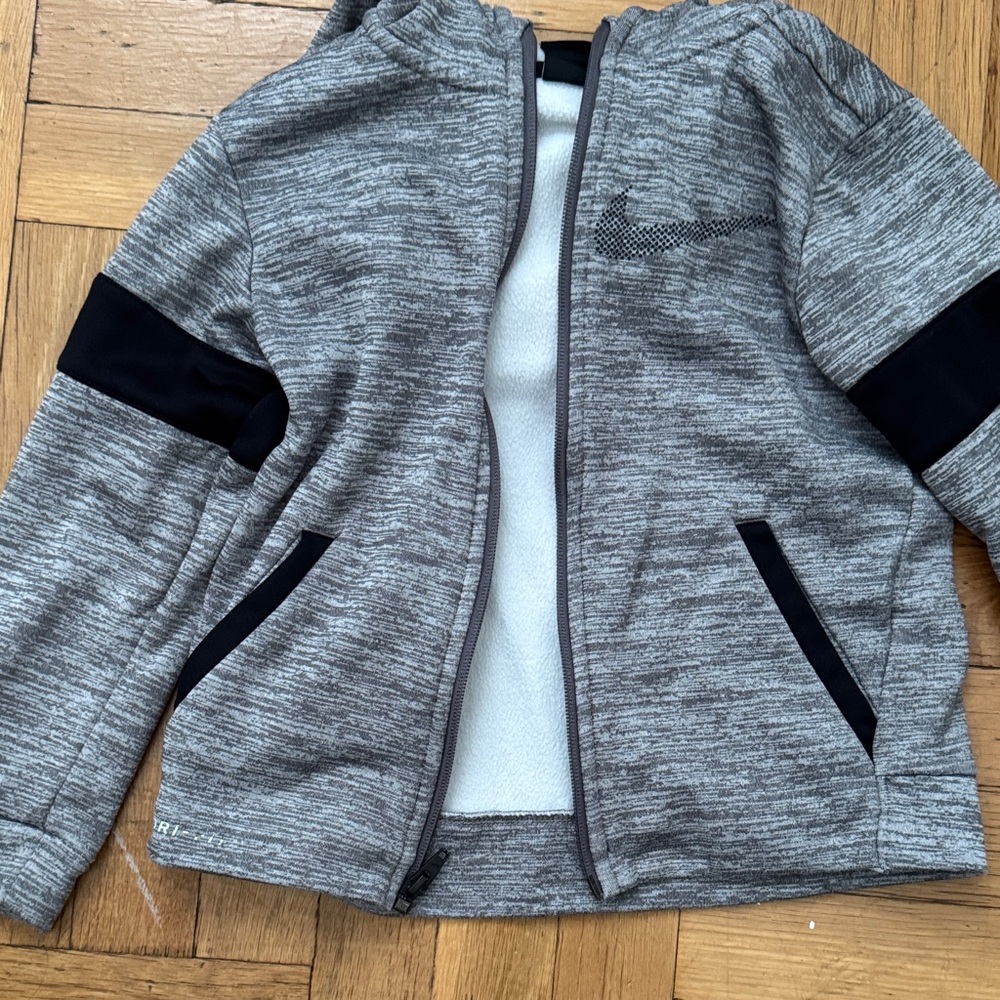 Nike Kids Heather Gray and Black Puffer Jacket